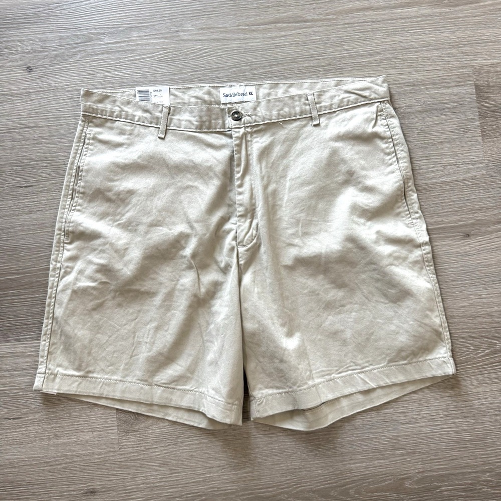 NWT Saddlebred Khaki 7" Flat Front Comfort‎ Flex Shorts Men's Size 38